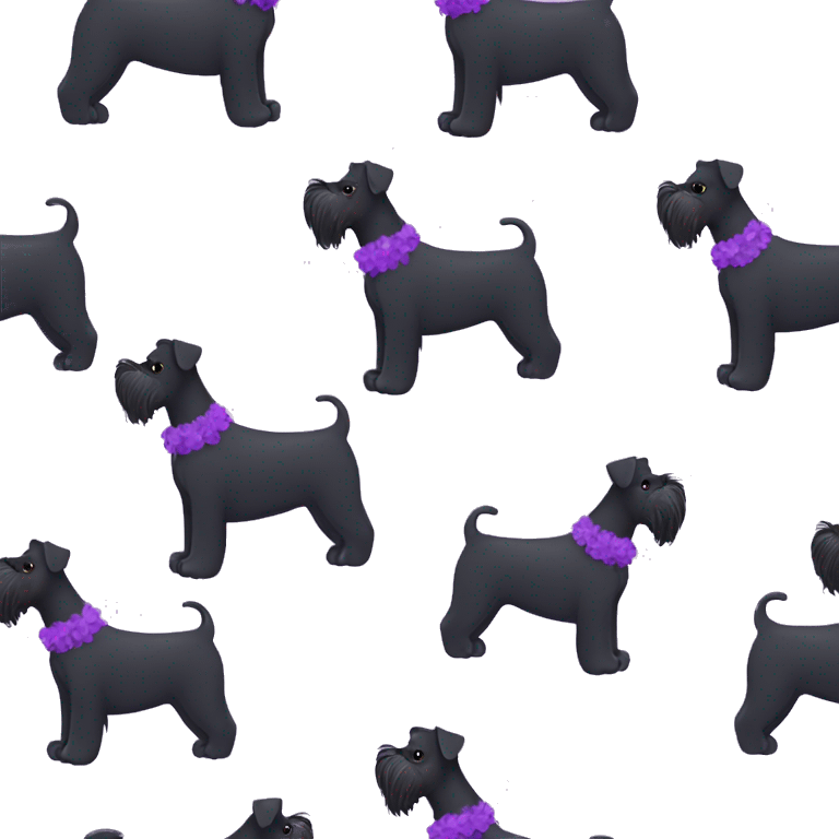 Black miniature schnauzer with lilac collar  emoji