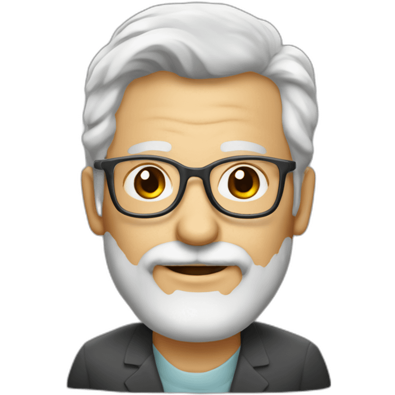 profesor de 50 años con cabello blanco rostro limpio y lentes emoji