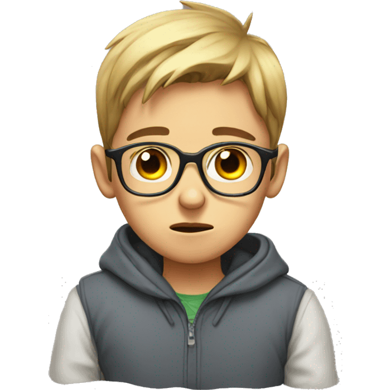 boy in glasses portrait being sick emoji