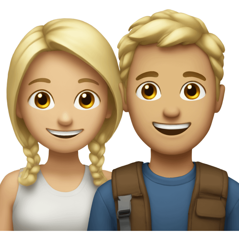 blonde girl smiling against brown hair boy  emoji