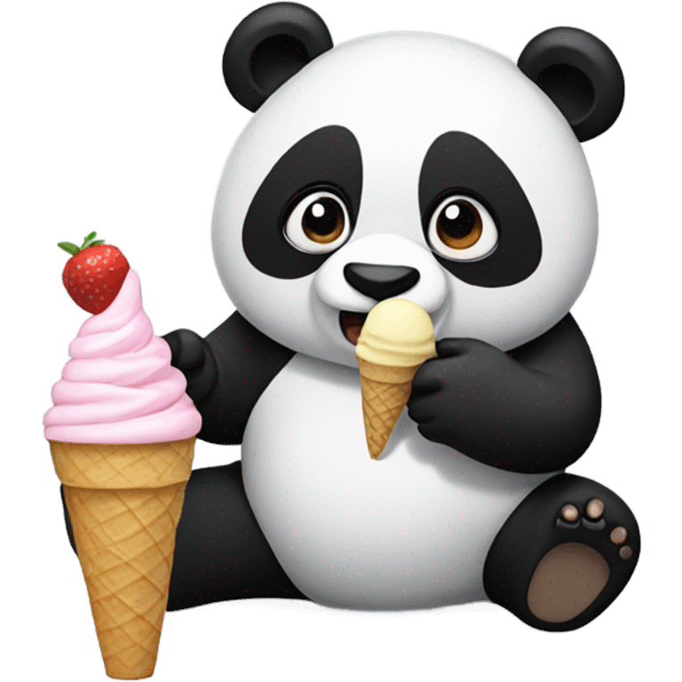 Panda eating ice cream emoji