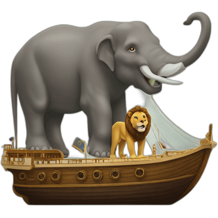 Un lièvre sur un mouton sur un lion sur un éléphant sur un Titanic sur un mégalodon emoji