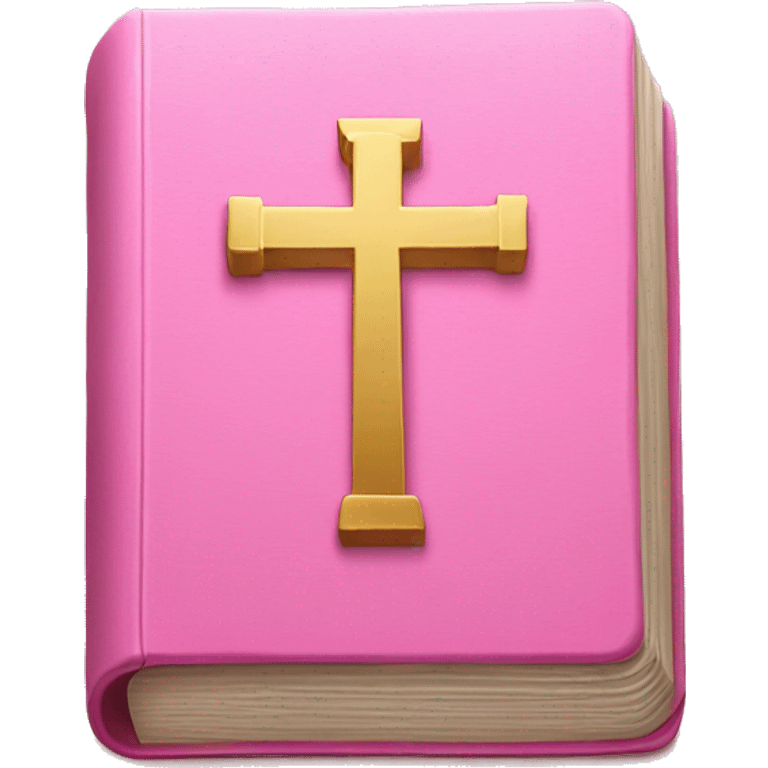 pink bible with gold cross on emoji