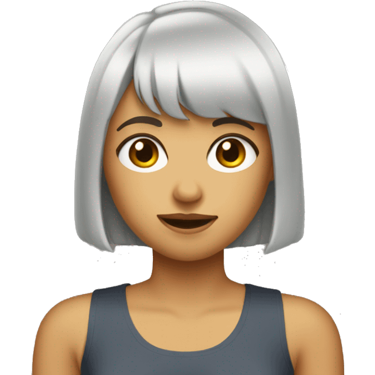 a short-haired girl with bangs
sHe's wearing a sleeveless T-shirt emoji