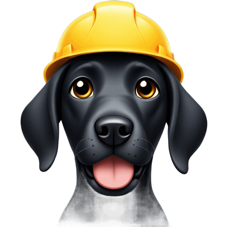 Black Labrador with hard hat emoji