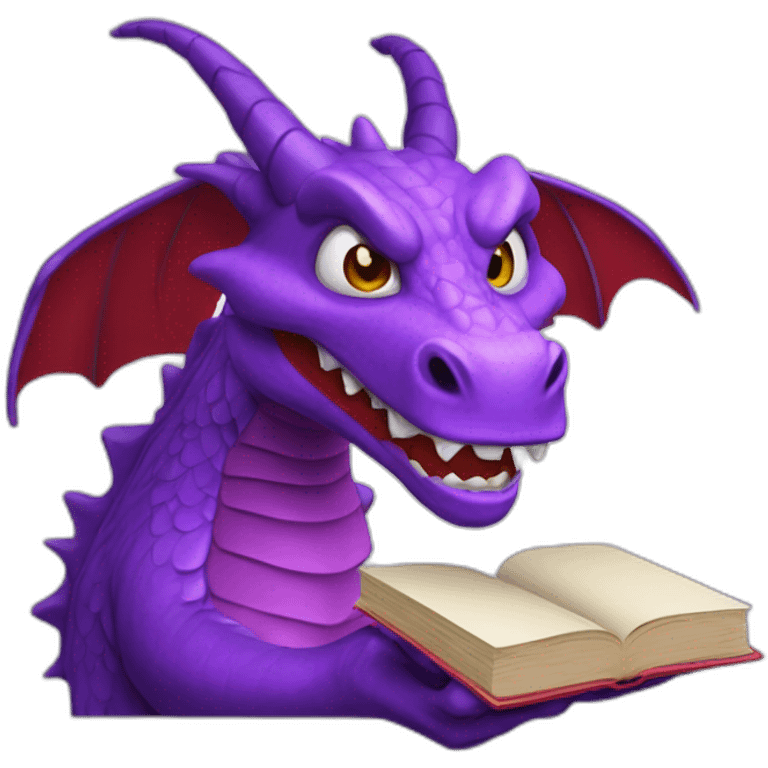 purple dragon head holding book RIP title emoji