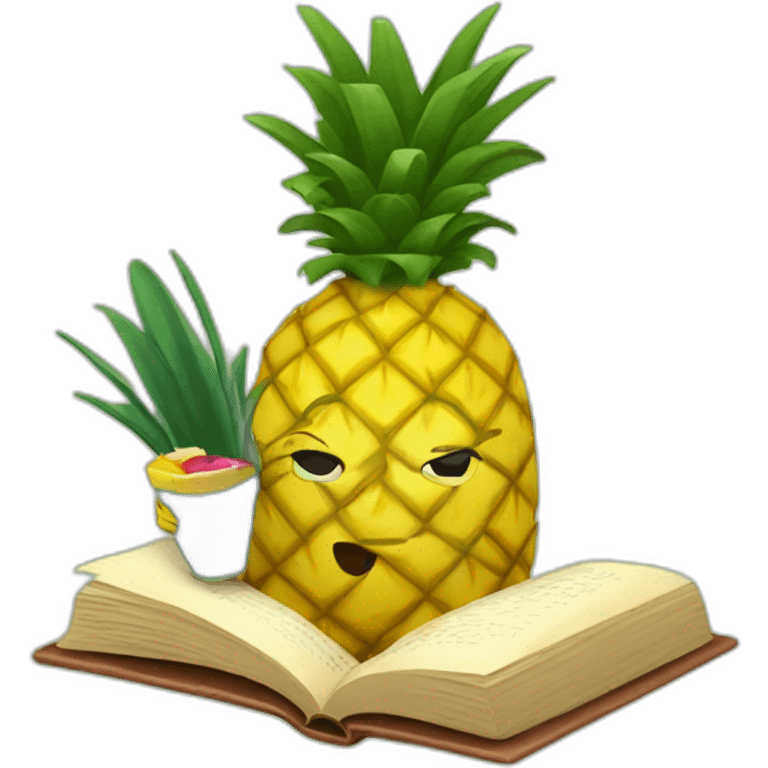 A pineapple reading a book emoji