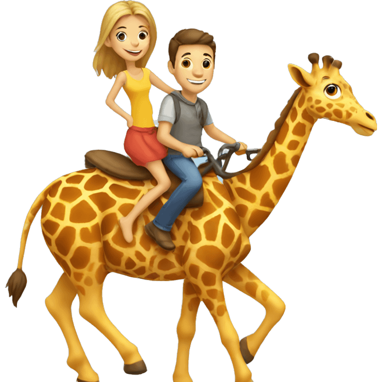 family riding giraffe emoji