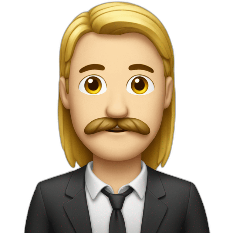 Guy with mustache at pc emoji