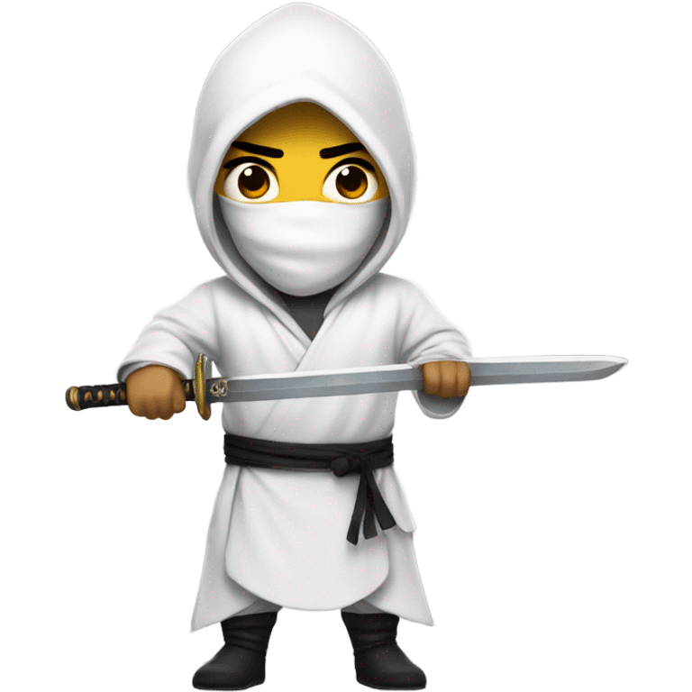 Guy dressed as a white ninja with a sword emoji