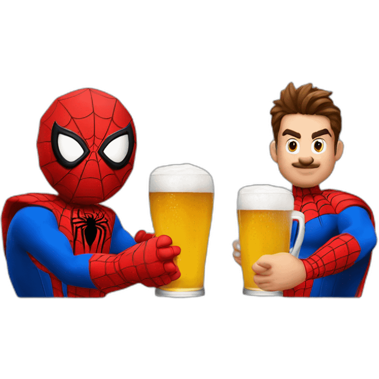 spider man and mario drink a beer emoji