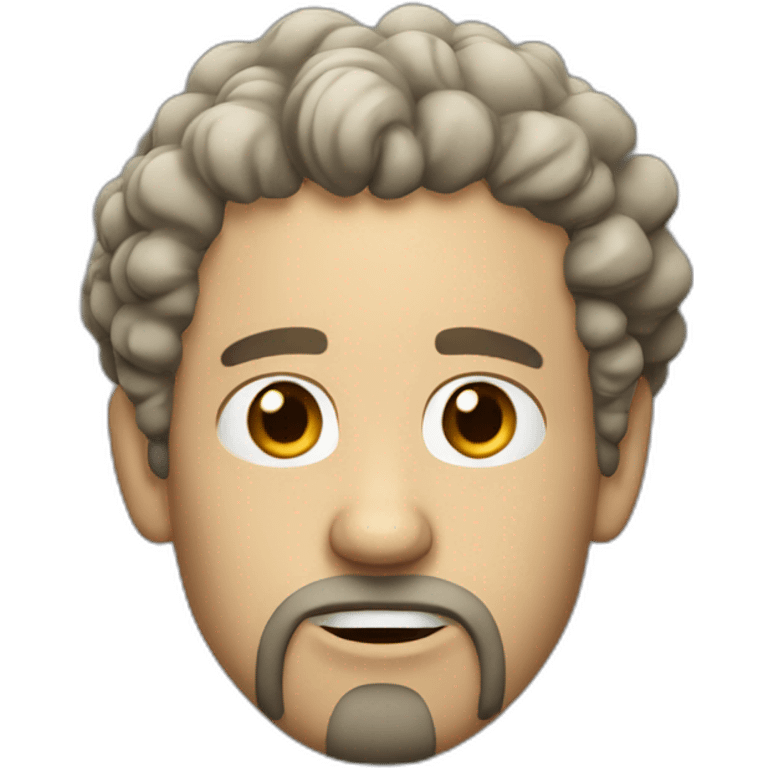  30-year-old white man with curly hair with black tendrils, goatee, disgusted attitude emoji