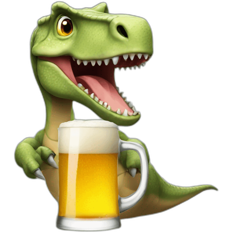 Dinosaur, drinking beer emoji