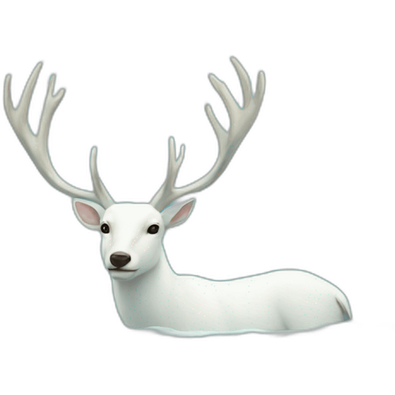 white deer swimming the ocean emoji