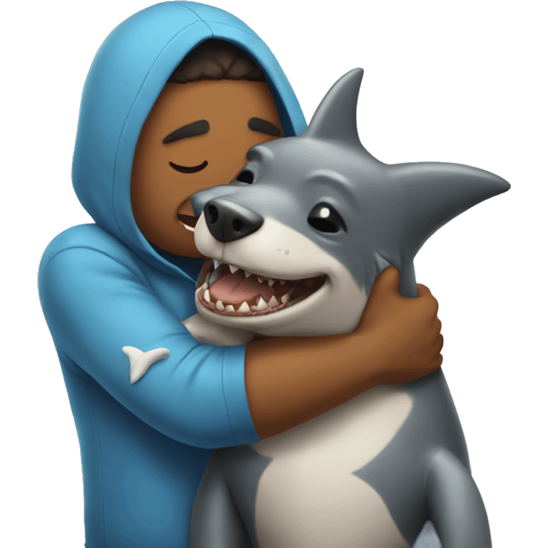 shark hugging a dog emoji