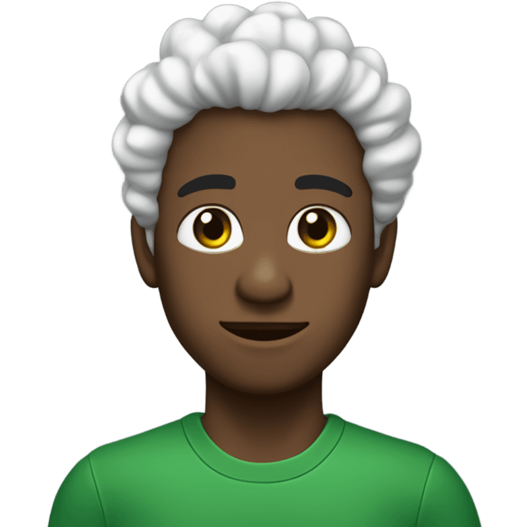 chico de pelo negro rizado, piel blanca y ojos verdes emoji