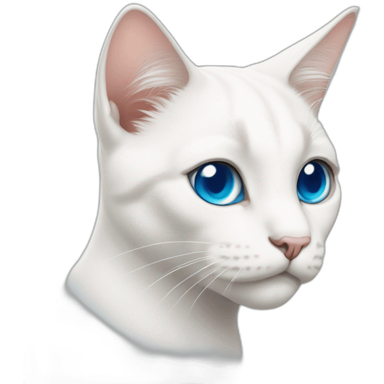 white cat with drooping ears and blue eyes emoji