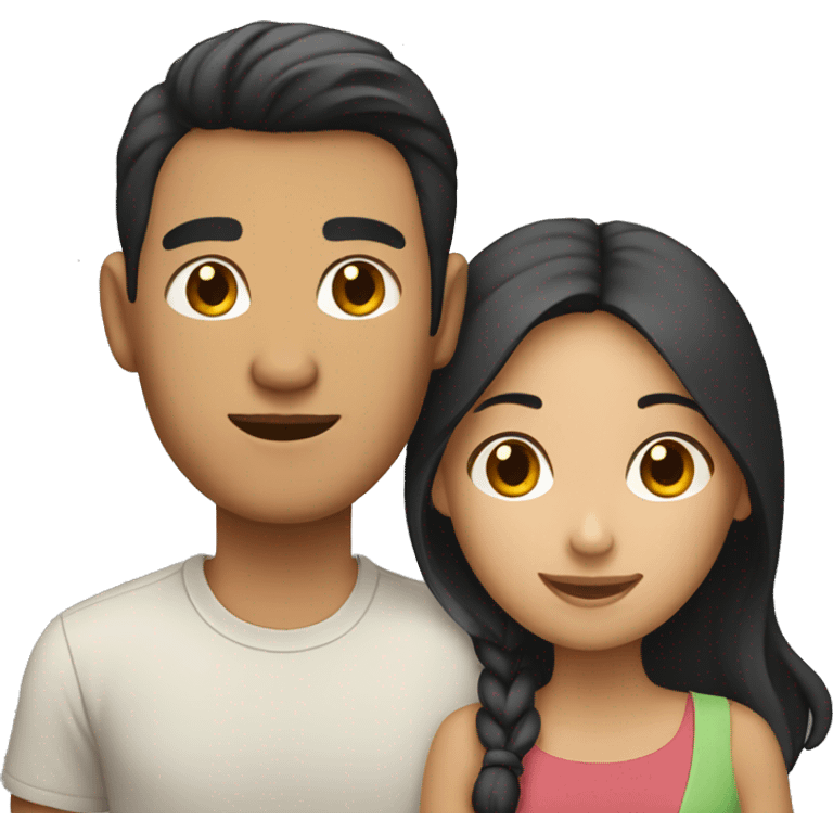 Asian guy and Hispanic girl couple emoji