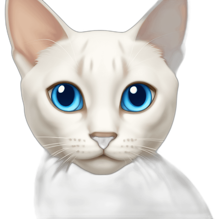 flamepoint siamese white cat with bright blue eyes emoji