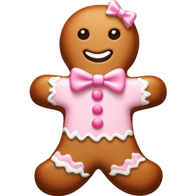 gingerbread man with light pink bow emoji