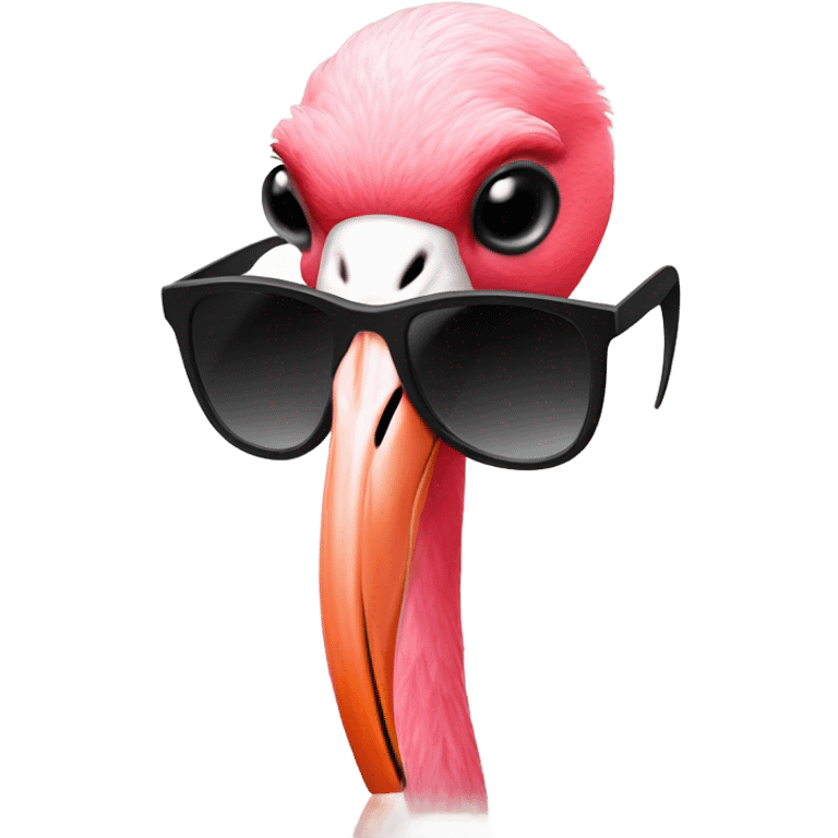 Flamingo wearing sunglasses drinking out of a cup that says FUR emoji