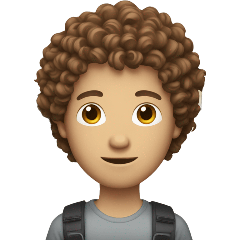 brown haired curly white man holding camera emoji