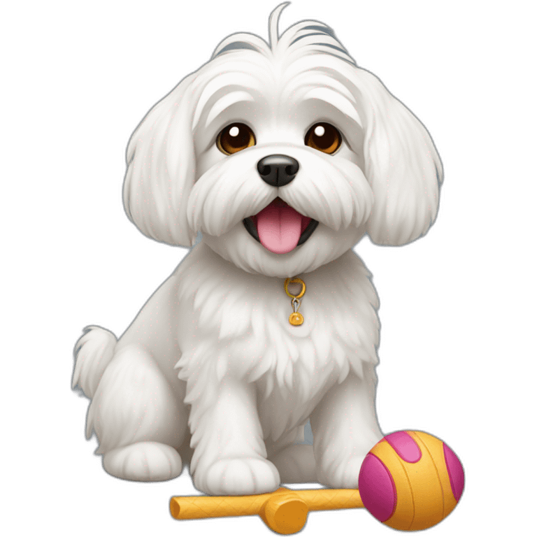 Maltese dog playing toy emoji