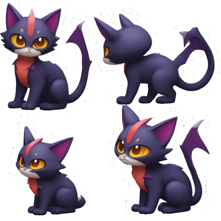 Cool Cute Edgy Chibi Cat-Noibat-Noivern-Litten-Pokémon-Fakémon-hybrid emoji