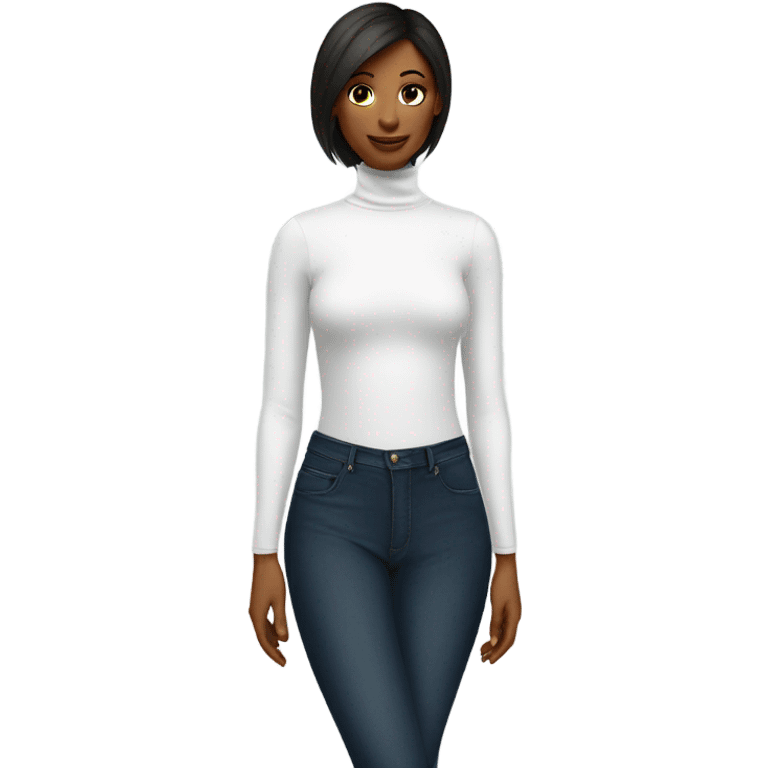 white long-sleeve turtleneck bodysuit emoji