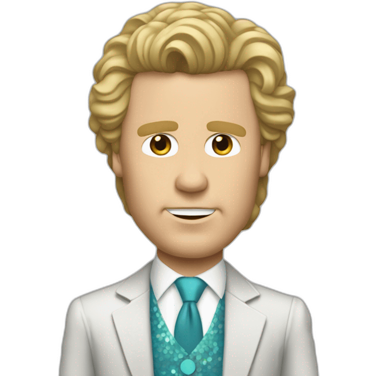 will ferrell with long straight blonde hair and disco outfit emoji