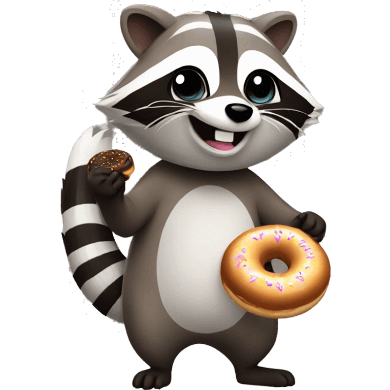 Raccoon holding donut  emoji