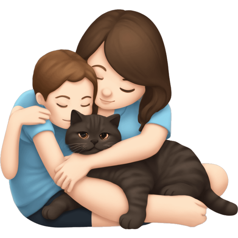 Scottish fold dark brown kitty sleeping on brunette white girl's lap emoji