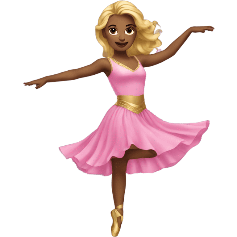 Dancer with pink dress and golden hair  emoji