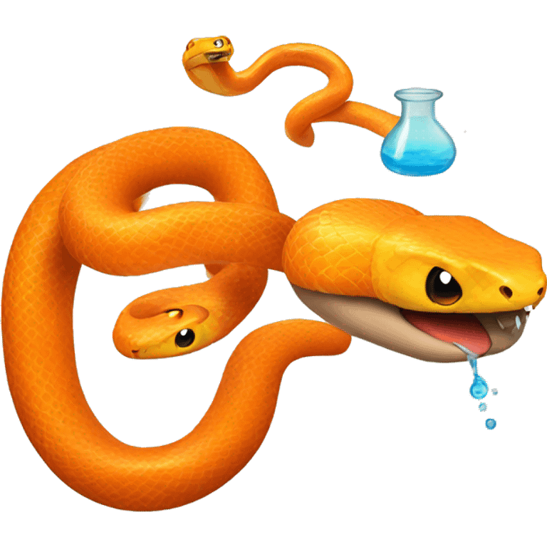 orange snake with science experiment emoji