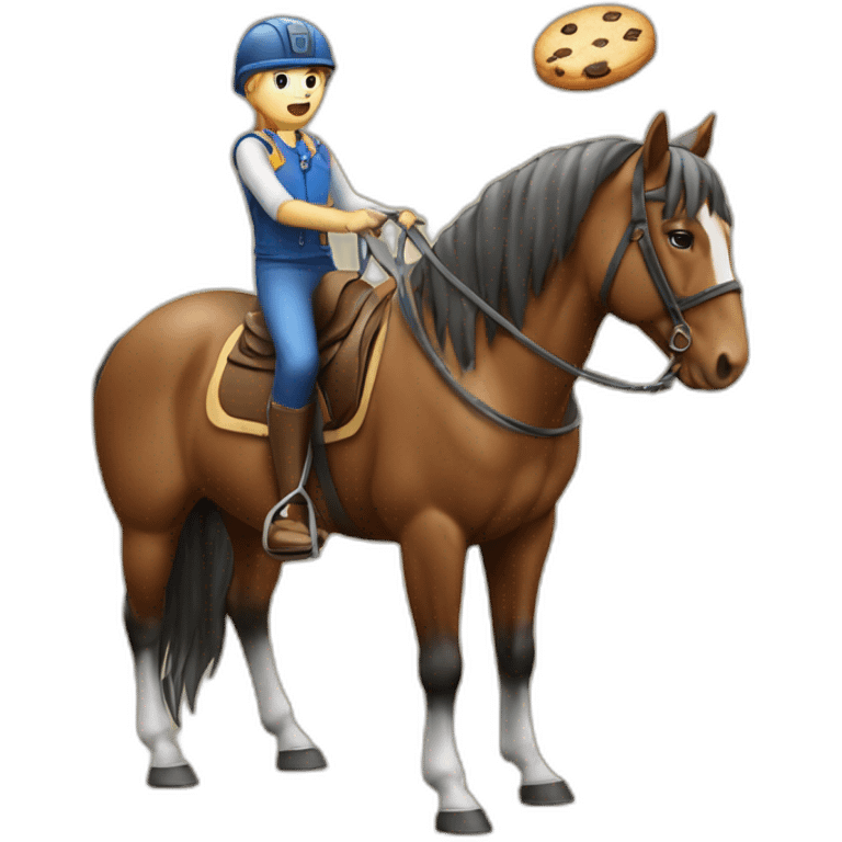 Chat qui mange un cookie sur le dos d’un cheval emoji