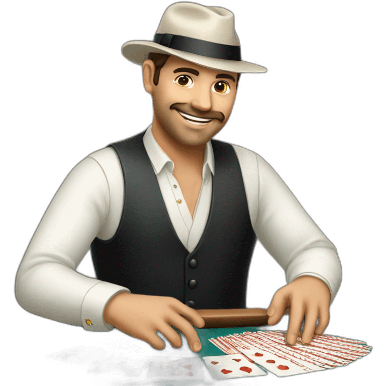 croupier with cards emoji