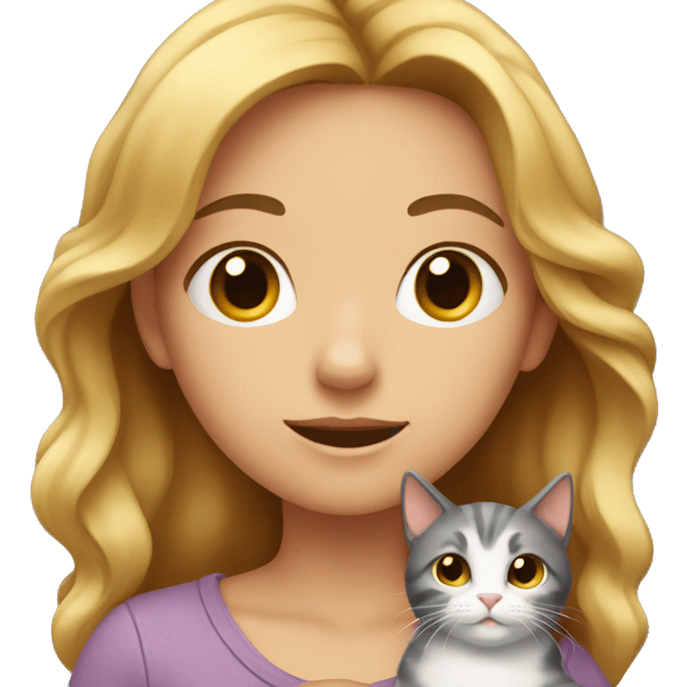 a girl with a cat in her hands emoji