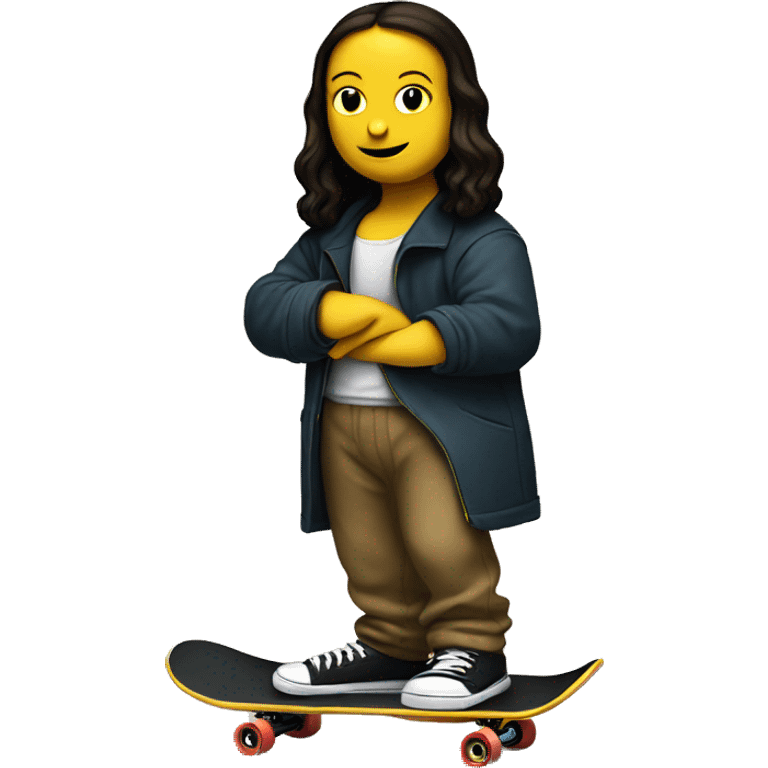 The Mona Lisa skateboarding emoji