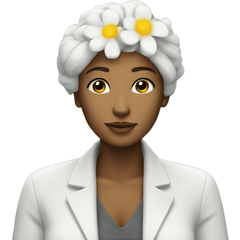  woman relaxing with a white and yellow flower on her head emoji