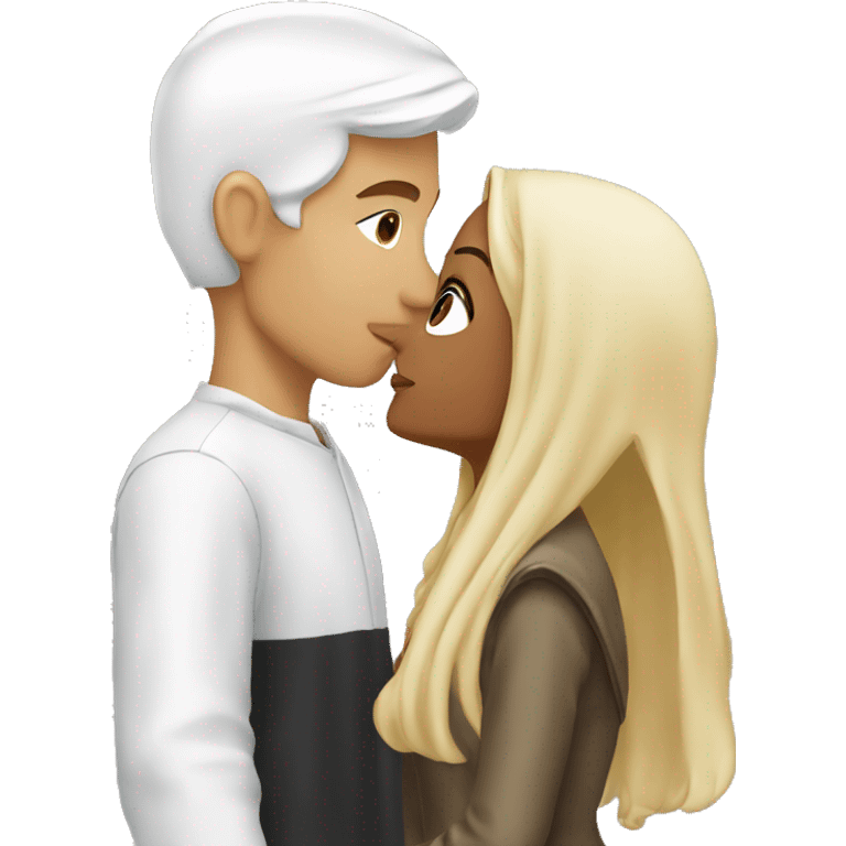 White blonde man kissing arab girl emoji