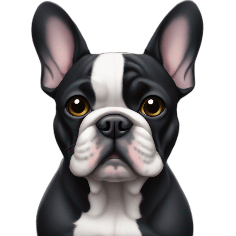 dark french bulldog in the city emoji