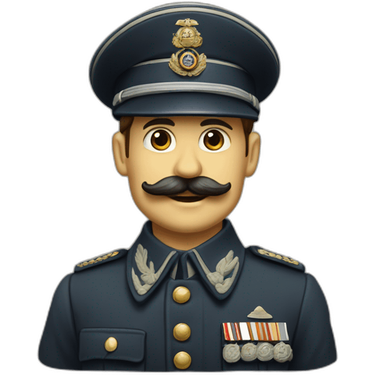 a garman milytary officier with a little rectangle moustache with a hat of milytary german 1945 he is litle emoji