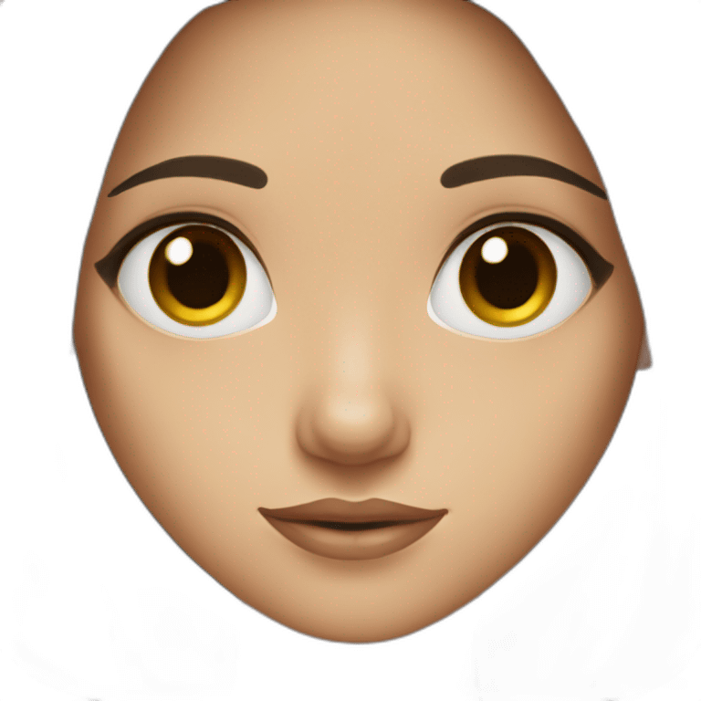 Girl with robot eyes with dark brown hair and brown eyes emoji