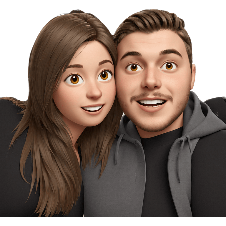 happy couple with brown hair emoji