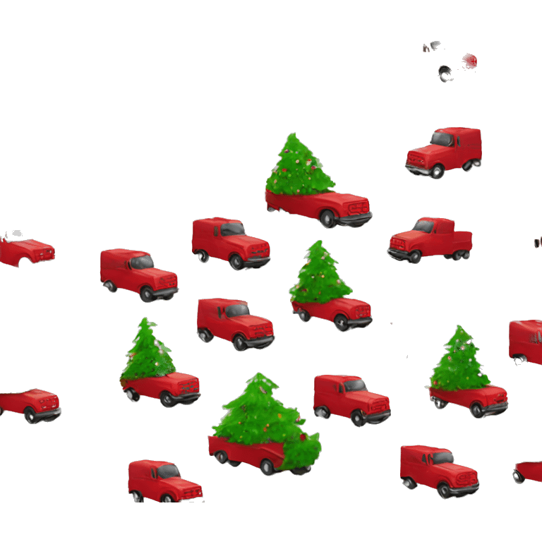 Red truck Christmas tree emoji