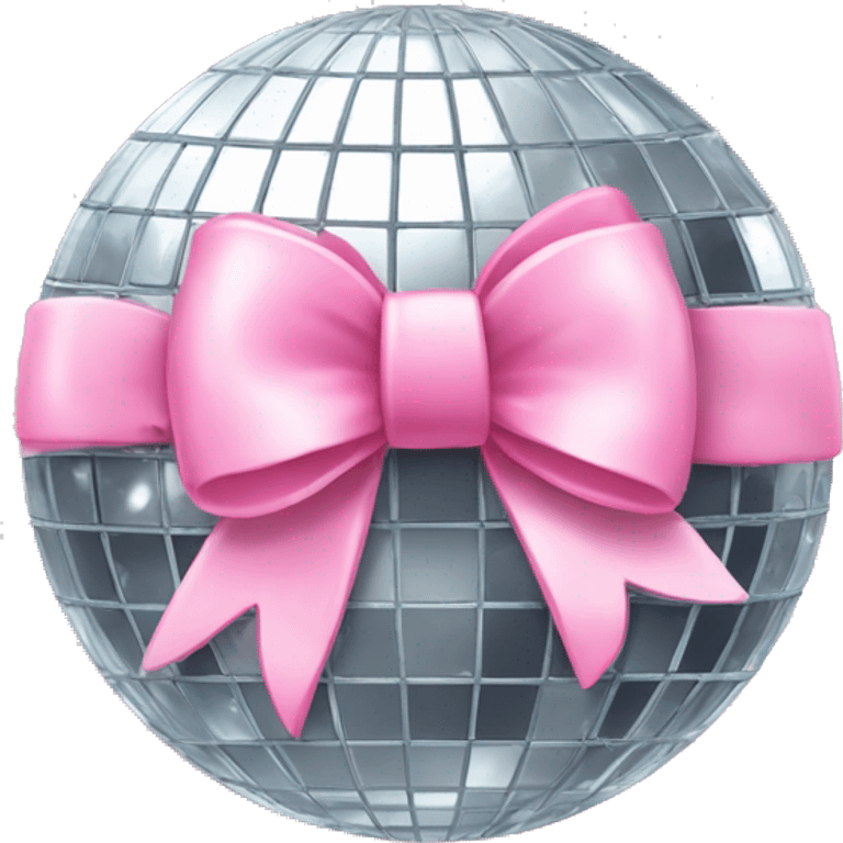 Disco ball with light pink bow emoji