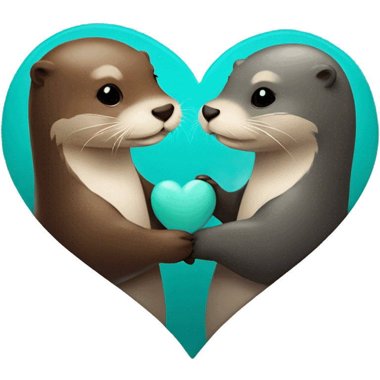 Otter giving another otter a teal colored heart emoji