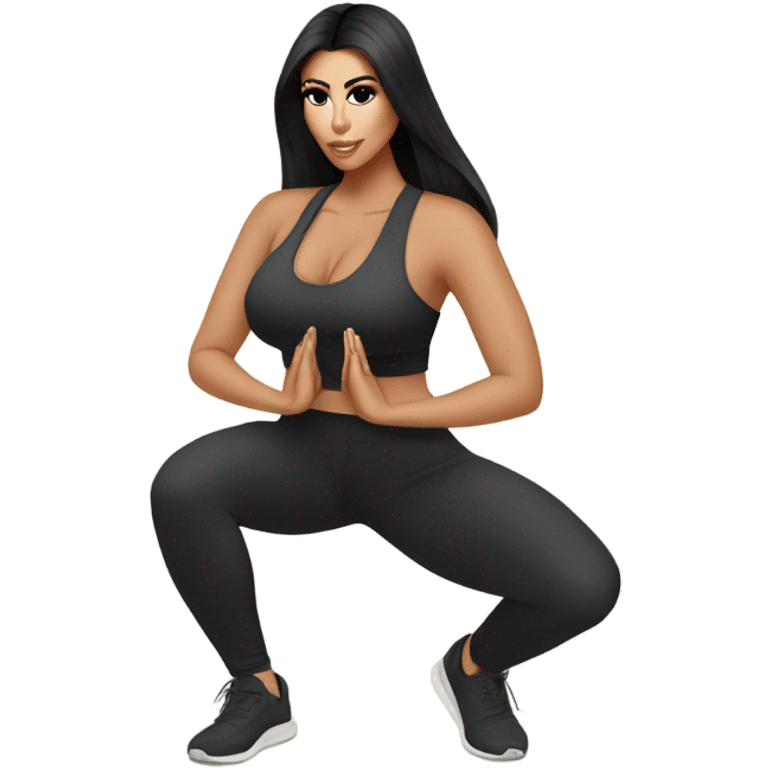 Kim K squatting  in yoga pants emoji