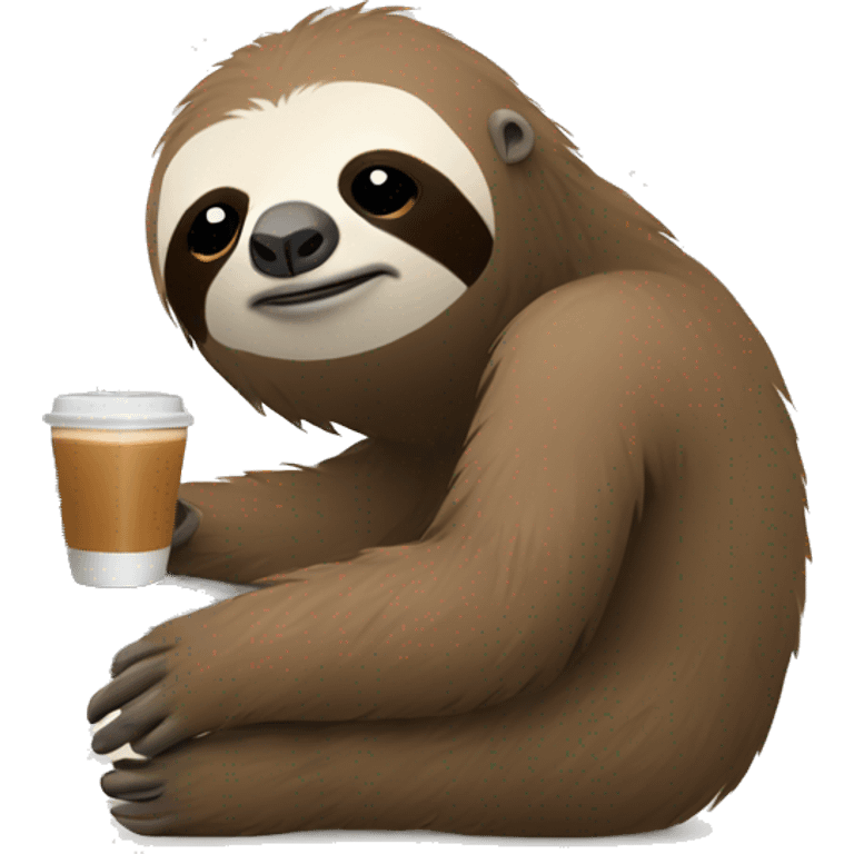 tired sloth with laptop and espresso tonic emoji