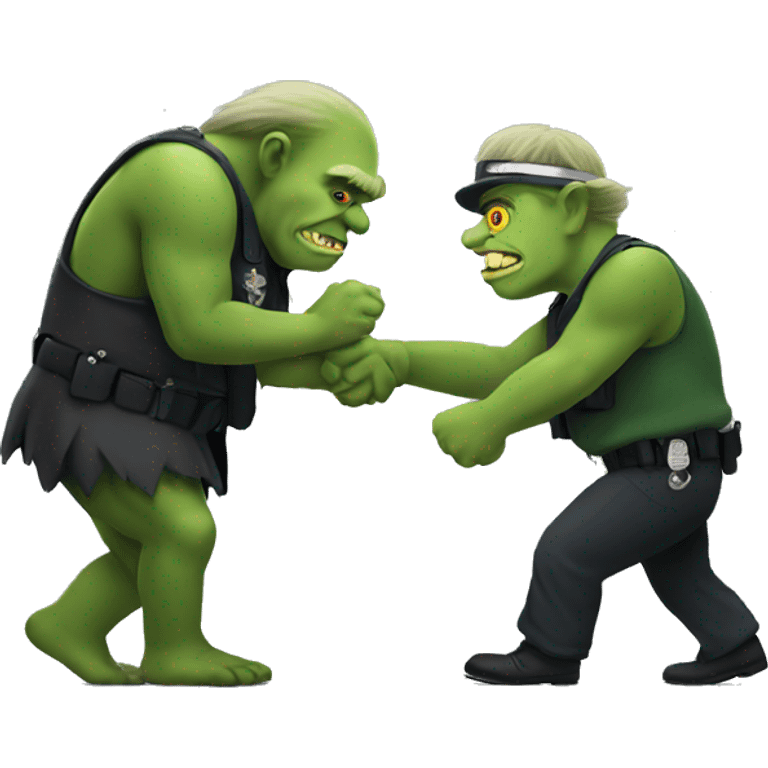 large green troll being arrested emoji